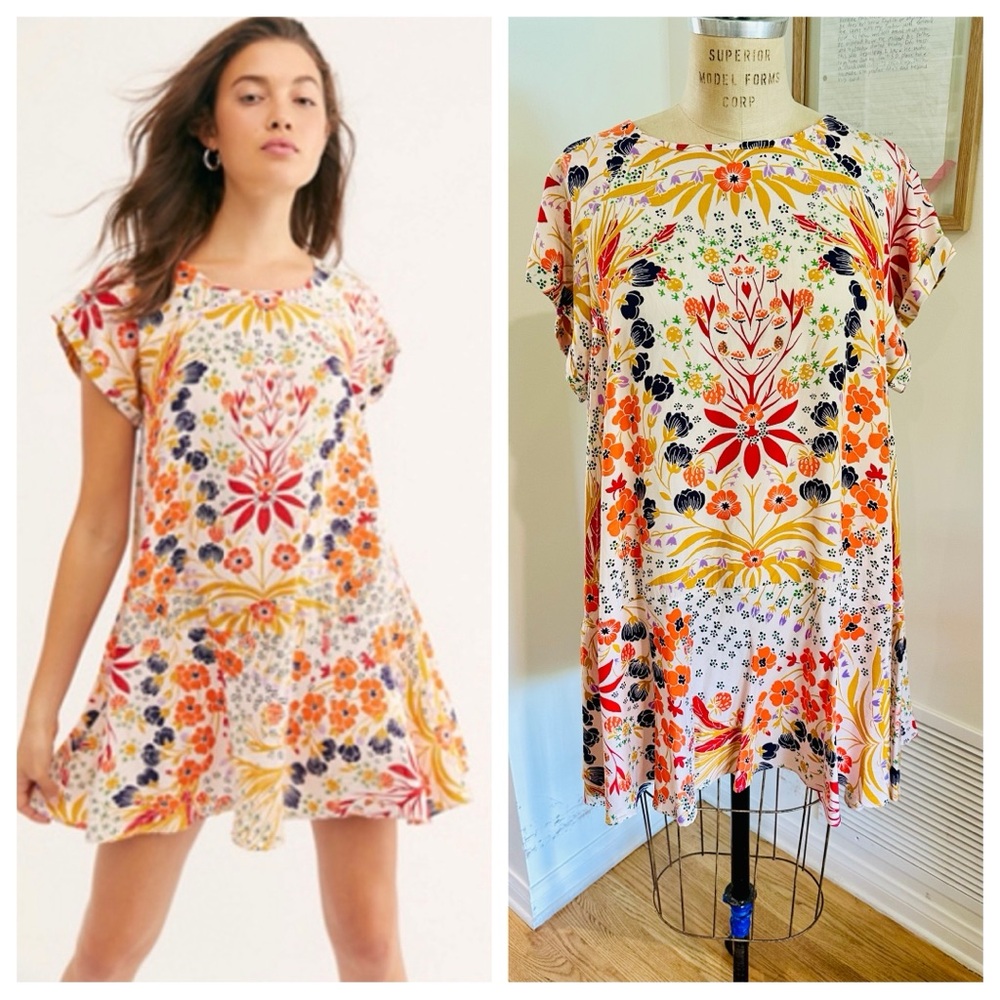 Free People Strawberry Fields Mini Dress in Cream Combo, Medium